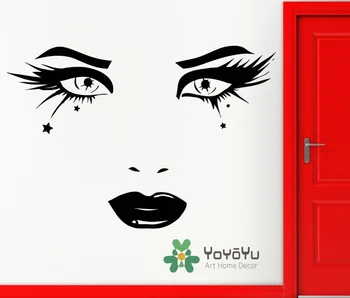 

Woman Face Wall Decals With Special Art Girls Eyes Wall Sticker Salon Girl Modern Home Decor Wall Murals Wall Decal Poster T-11