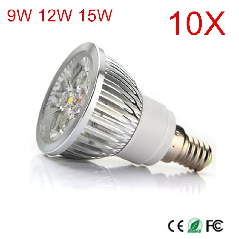 

10PCS Super Bright E14 9W 12W 15W LED Spot Bulbs Light AC85-265V Led Bulb Warm/Cool White LED Spotlight