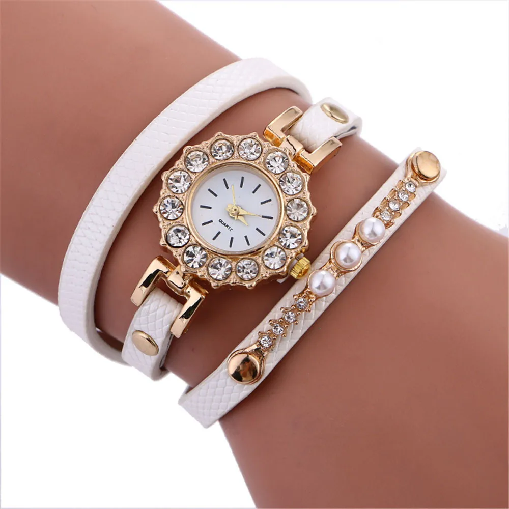 

Women Watches Rhinestone Luxury Woman Full Crystal Leather Bracelet Wristwatch Quartz Watch Relogio Feminino Lady Best Gift P20