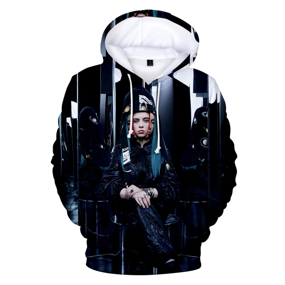 Американская певица Billie Eilish 3D Толстовка Повседневная Женская/Мужская Harajuku пуловер Толстовка Billie Eilish осень девушка 3D с капюшоном XXS-4XL