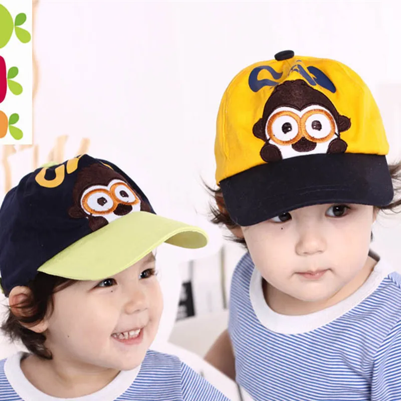 

2018 Cute Monkey Cartoon Children Embroidery Cotton Baseball Cap kids Boy Girl Hip Hop Hat Snapback Adjustable hat
