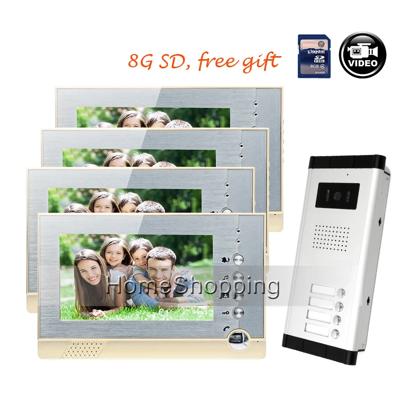 FREE SHIPPING Brand New 7 Color Recording Video font b Door b font Phone Intercom 4