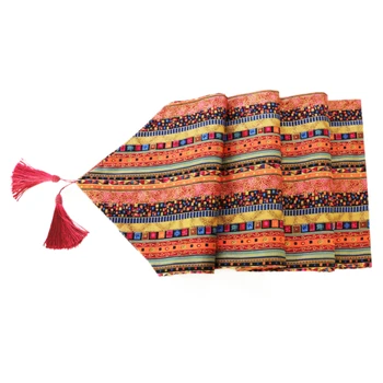 

Southeast Asian Style Table Runners 32x180cm Garden Coffee Table Flag Tassel Cotton Flower Party Cloth Cover Home Textile Decor