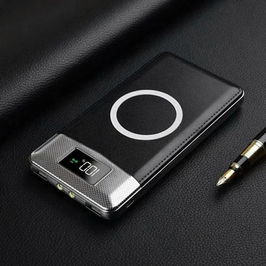 Внешний аккумулятор для внешнего зарядного устройства, аккумулятор, встроенный для iPhone X QI 8 18650, беспроводной портативный внешний аккумулятор 30000 мАч, беспроводной - Цвет: Black