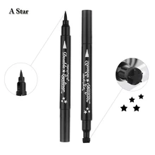 1 шт. профессиональная двухголовая черная жидкая подводка для глаз долговечная подводка для глаз карандаш для глаз звезда/Луна/цветок/сердце печать форма макияж инструменты