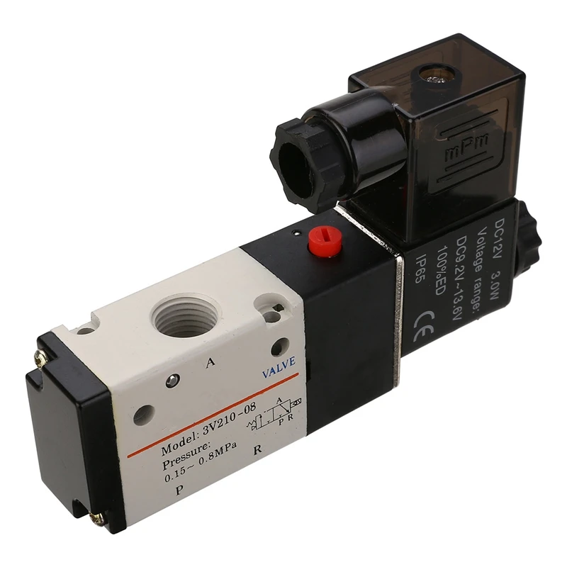 DC12V 1/4'' Solenoid Valve Air Gas 3 Way 2 Position Pneumatic Aluminum Electric Solenoid Valve for Water