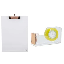 Золотой диспенсер акриловой ленты 1) Прозрачный золотого цвета акриловый буфер обмена настольные канцелярские серии