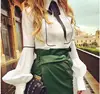 Office Bow Tie Blouse Women Lantern Sleeve White Button Necktie Shirts Female Elegant Work Shirt Casual Tops New 2022 Spring ► Photo 3/6