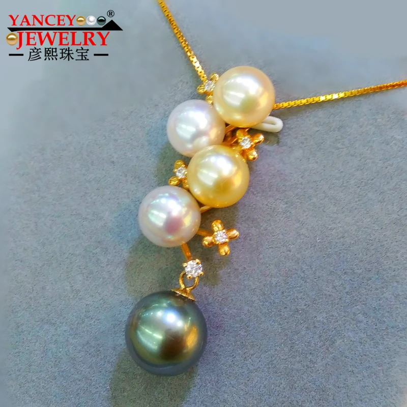 

YANCEY JEWELRY Natural sea pearl pendant, Akoya pearls, Tahitian black pearl, gold pearl, 9MM-10MM pendant, high-end luxury