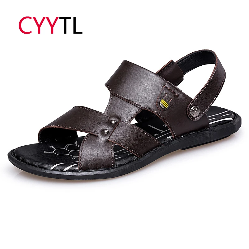 

CYYTL 2019 Summer New Men's Sandals Leather Shoes Comfortable Slippers Male Flip Flops Tenis Masculino Sandalias Hombre Zapatos