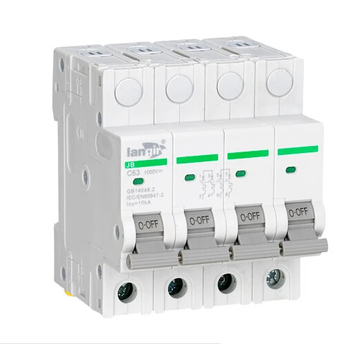 

LANGIR 4P 1000VDC C Curve Din Rail DC Moulded Case Mini Circuit Breaker Voltage Protector For DC And Solar Generation