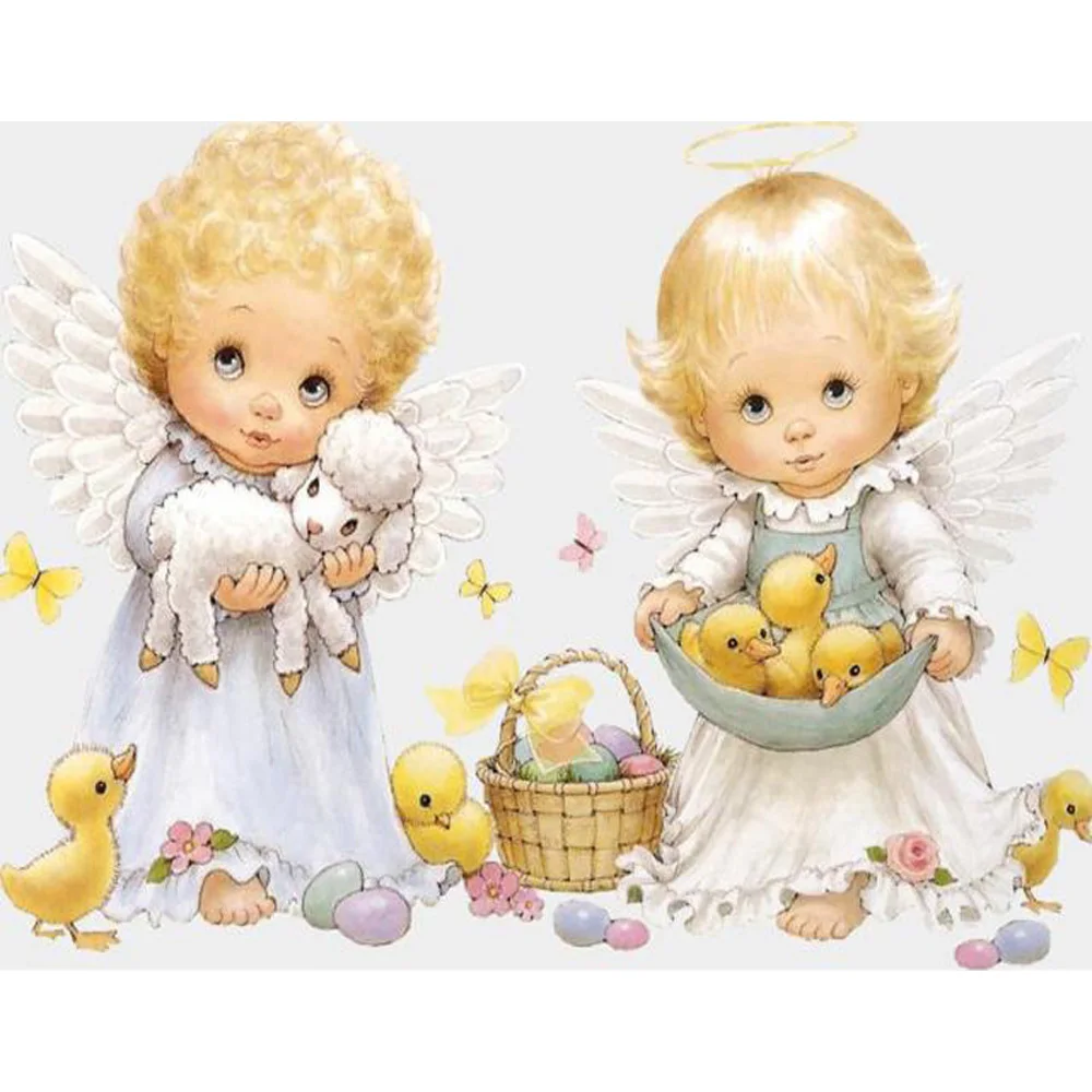 

NEW 5D DIY Diamond Painting Cross Stitch Angels and Ducks Wall Sticker Painting Diamond Mosaic Diamond Embroidery KL149