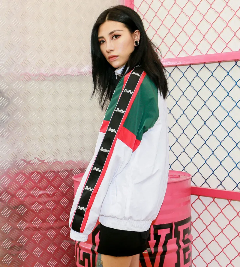 Sleeve Ribbon Color Block Zip Track Jackets 4