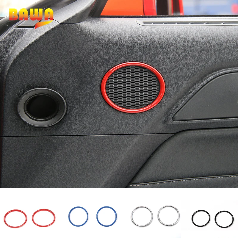 Us 18 67 25 Off Hangup 4 Color Abs Small Size Car Interior Door Speaker Ring Decoration Cover Stickers For Ford Mustang 2015 Up Car Styling In