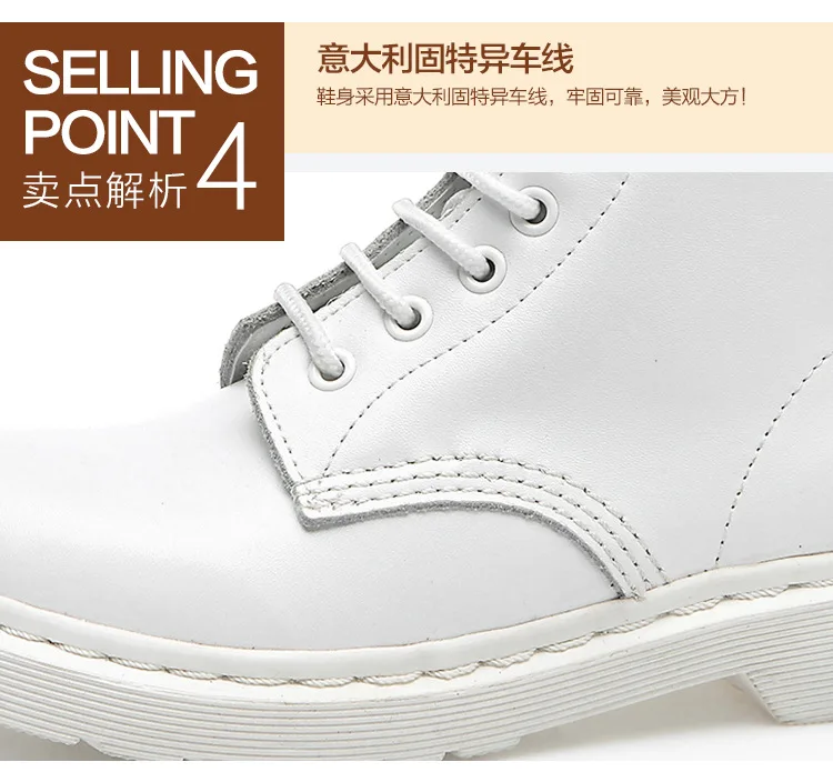 SWONCO martin boots women shoes genuine leather high top white sneakers platform ankle boots for women platform boot 41 44