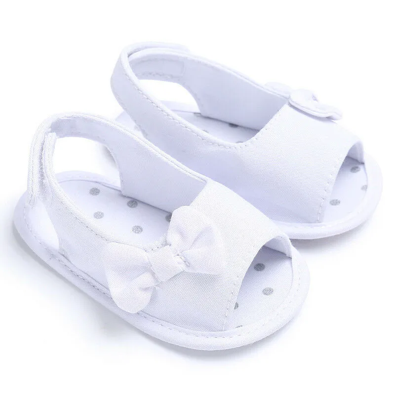 Emmaaby/Летняя детская обувь; сандалии с бантом для младенцев; сандалии для новорожденных; обувь для маленьких девочек; мягкая обувь на плоской подошве; удобная хлопковая ткань