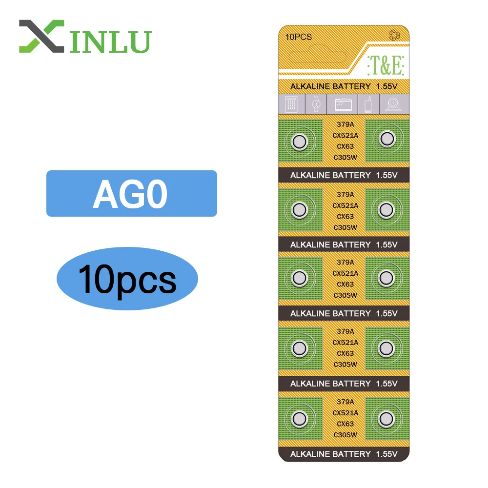 10 шт. 1 55 в AG0 батарея LR69 LR521 379A SR521SW D379 V379 SR63 щелочные батареи кнопка ячейка монета