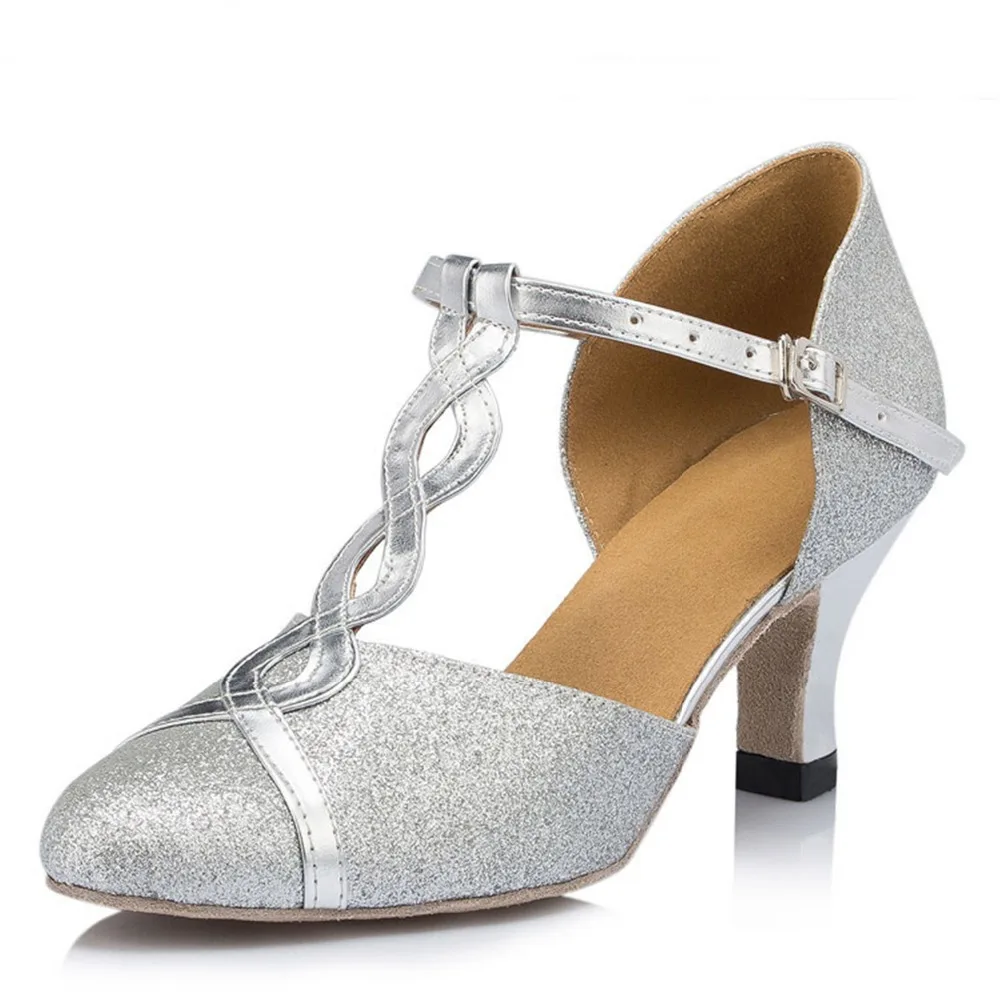 Женская танцевальная обувь для сальсы; высота каблука 4,5-8,5 см; серебристый цвет; искусственная кожа; Обувь для бальных танцев; обувь для латинских танцев; женская обувь; JYG827