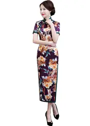 Шанхай история Oriental платье Qipao Для женщин традиционное платье Китайский Cheongsam Длинные китайское платье многоцветный