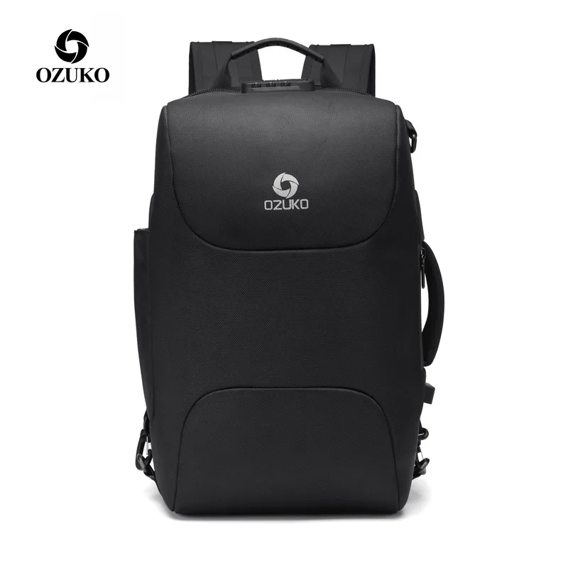 

OZUKO Men Business Backpacks USB Charging 15.6" Laptop Backpack Fashion School Bags Multifunction Anti-thief Travel Male Mochila