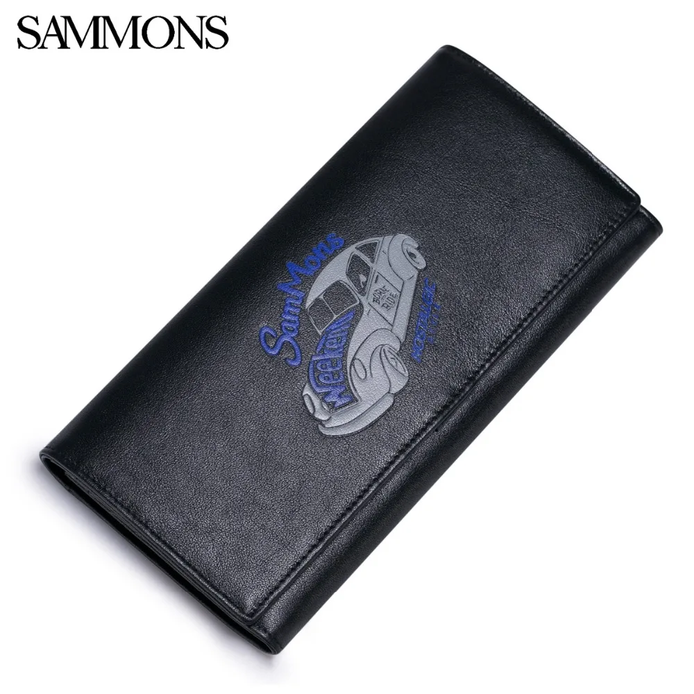 

SALE!!! SAMMONS Brand Men's Genuine Leather Wallets Fashion Male Car Cowhide Long Wallets Gift Box Package High Quality