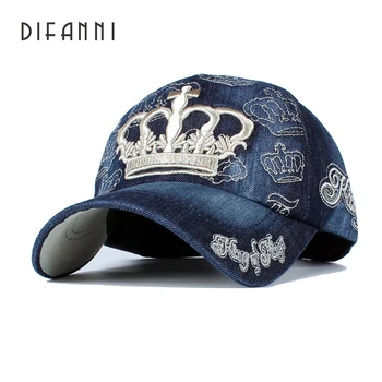 

Difanni Washed Denim Baseball cap Snapback Hats Autumn Hat for Men Women Caps Casquette hats Letter Embroidery Gorras