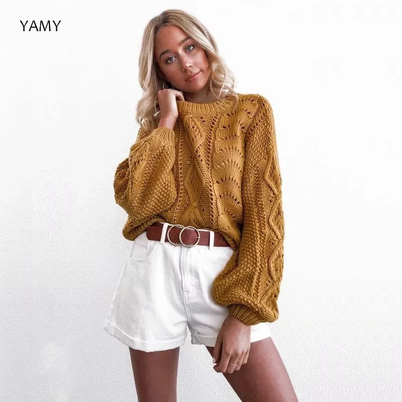

Fall Winter clothing Womens Sweaters long sleeved vintage loose Pullovers Women long yellow beige Sweaters Jumpers truien dames