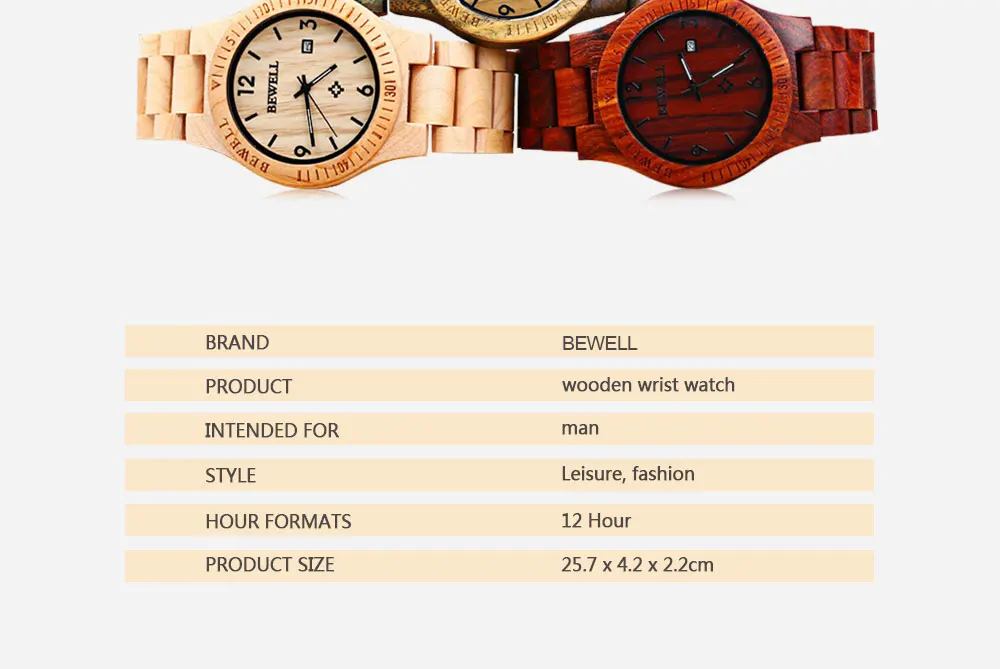 2017 BigBen Bewell Luxury Brand Wood Watch Men Analog Natural Quartz Movement Date Male Wristwatches Clock Relogio Masculino (10)