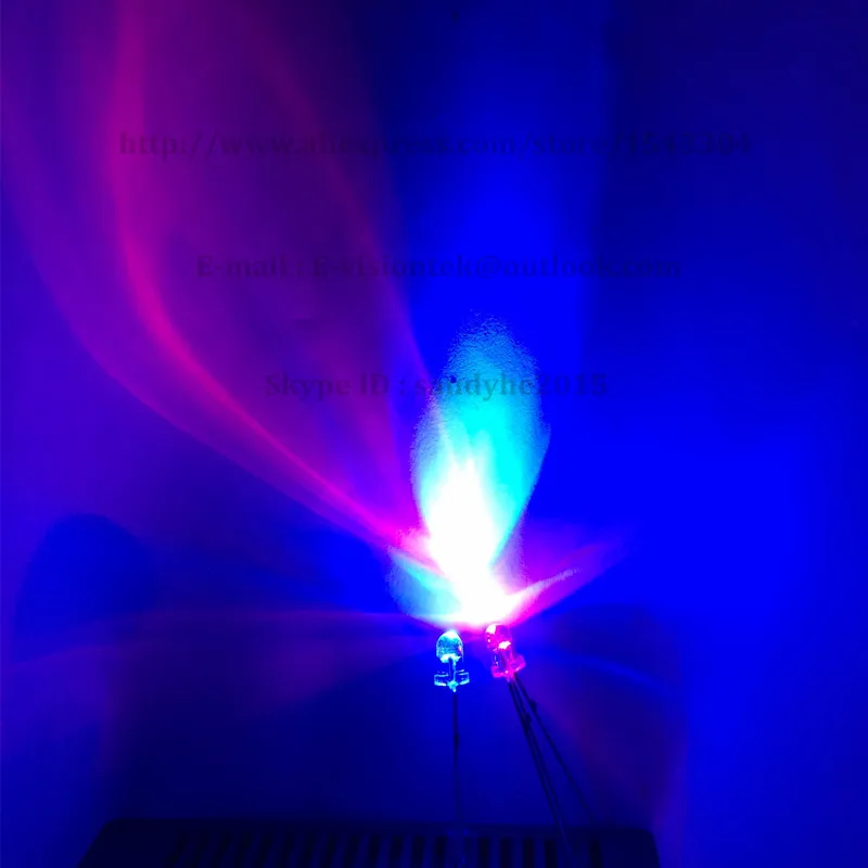 100 шт. светодиодный двухцветный диод 3 мм двухцветный красный и синий прозрачный 3 мм диоды двухцветный общий катод диод F3 светодиодный светильник