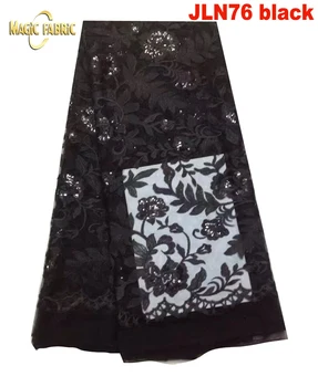 

High quality african embroidered net lace fabric 2017 new design nigerian lace fabric with sequins for wedding JLN76