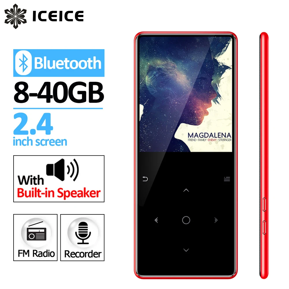 

ICEICE Newest MP3 Player with Bluetooth Speaker Touch Keys and Built-in 8GB 16G HiFi Portable Walkman with Radio /FM/ Recording