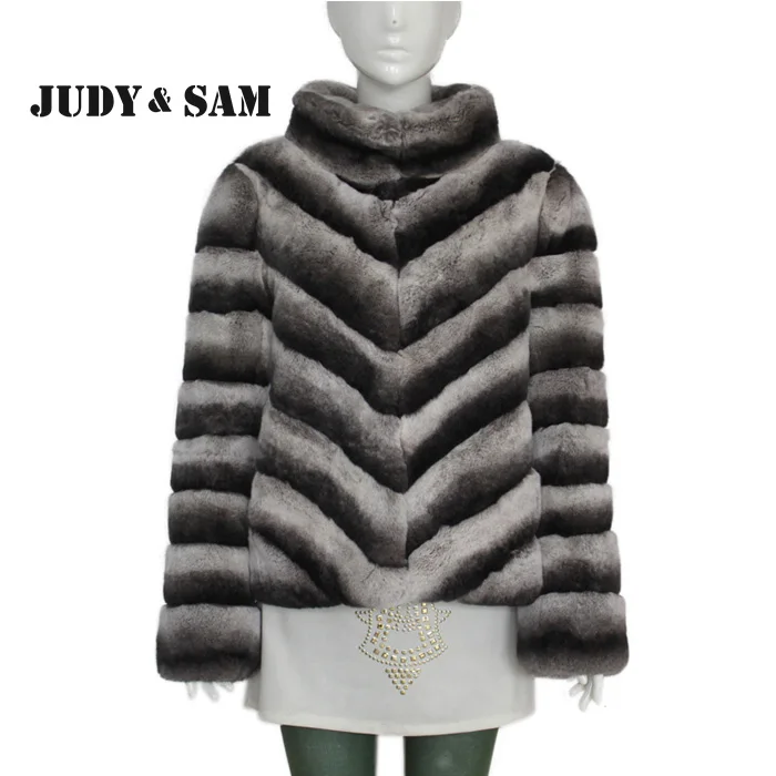 

Warm Winter Brand Real Rex Rabbit Fur Coat Elegant Women Outwear Luxury Chinchilla Fur Jacket Casaco Feminino Free Shipping