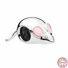 Новинка года Розовая эмаль милые бусины в виде Микки-Мауса Для для женщин ювелирных изделий DIY Fit PANDORA талисманы Серебро 925 на браслеты FL716