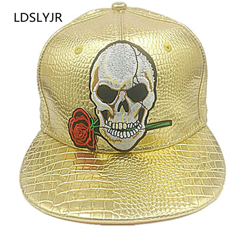 LDSLYJR Leather Rose Skull Adjustable Embroidery Baseball Cap Hip-hop Hat Snapback for Women and Men 132 | Аксессуары для одежды