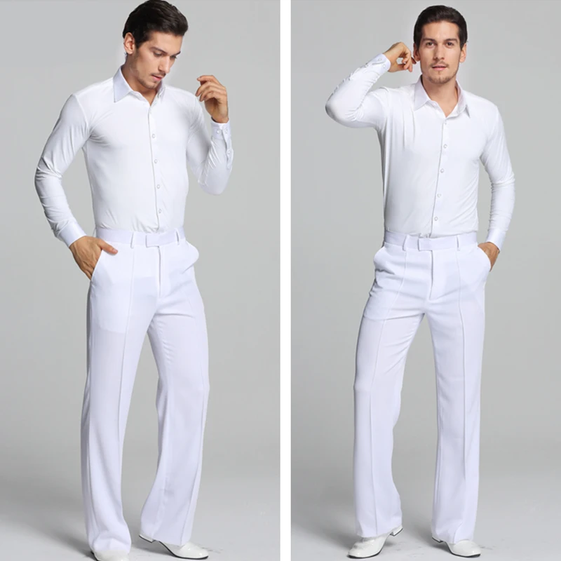 Брюки для латинских танцев мужские белые Большие размеры льняные брюки мужские ткани для Бальных и сценических танцев современные брюки для чаши вальс брюки