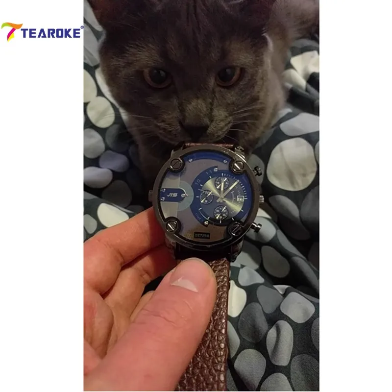 TEAROKE JIS Quartz Watch Wristwatches Clock Men Male Military High Quality Blue Ray Fashion Black Brown