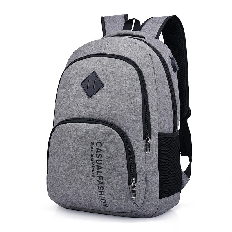

New Men Backpack Polyester 15.6 Laptop Backpacks Large Capacity Students School Book Bag Casual Daily Backpack Grey Shoulder Bag