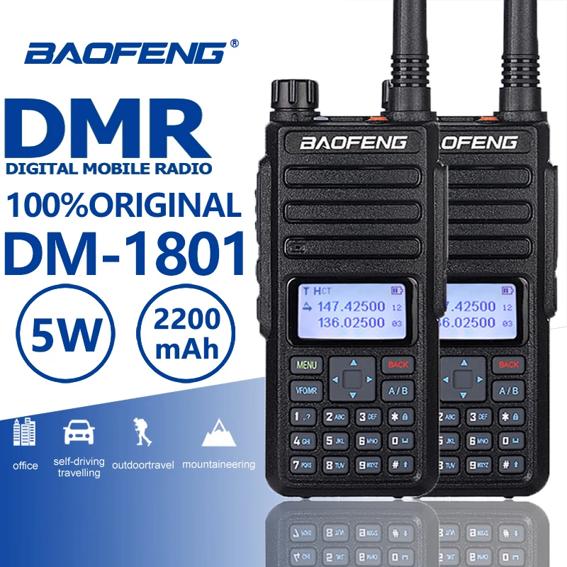 

2pcs 2019 Baofeng DM-1801 DMR Digital Walkie Talkie Tier 1/2 Ham Radio UHF VHF Walky Talky Professional CB Radio Station Telsiz