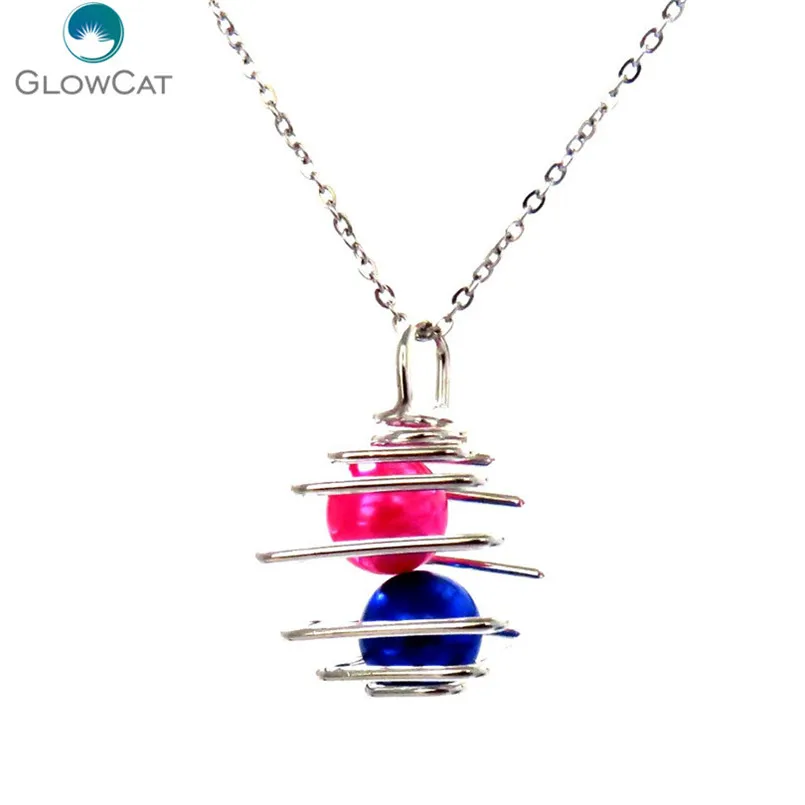 K552 Silver Iron 32mm Square Spiral Ball Beads Cage Aromatherapy