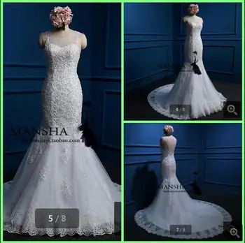 

2016 fashion mermaid white lace appliques wedding dress beading sequined backless sexy wedding dresses chapel train bride dress