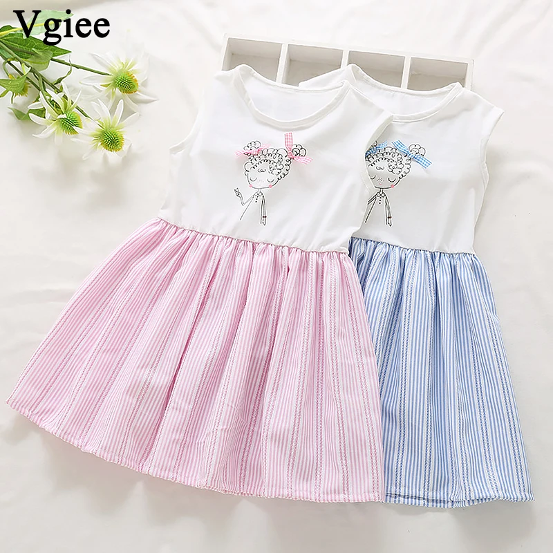 

Vgiee Dress for Baby Girl Dresses 2019 Summer Party Princess Dress Sleeveless for Flower Print Little Girls Clothing CC340