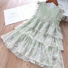 Летнее кружевное платье с вышивкой для девочек