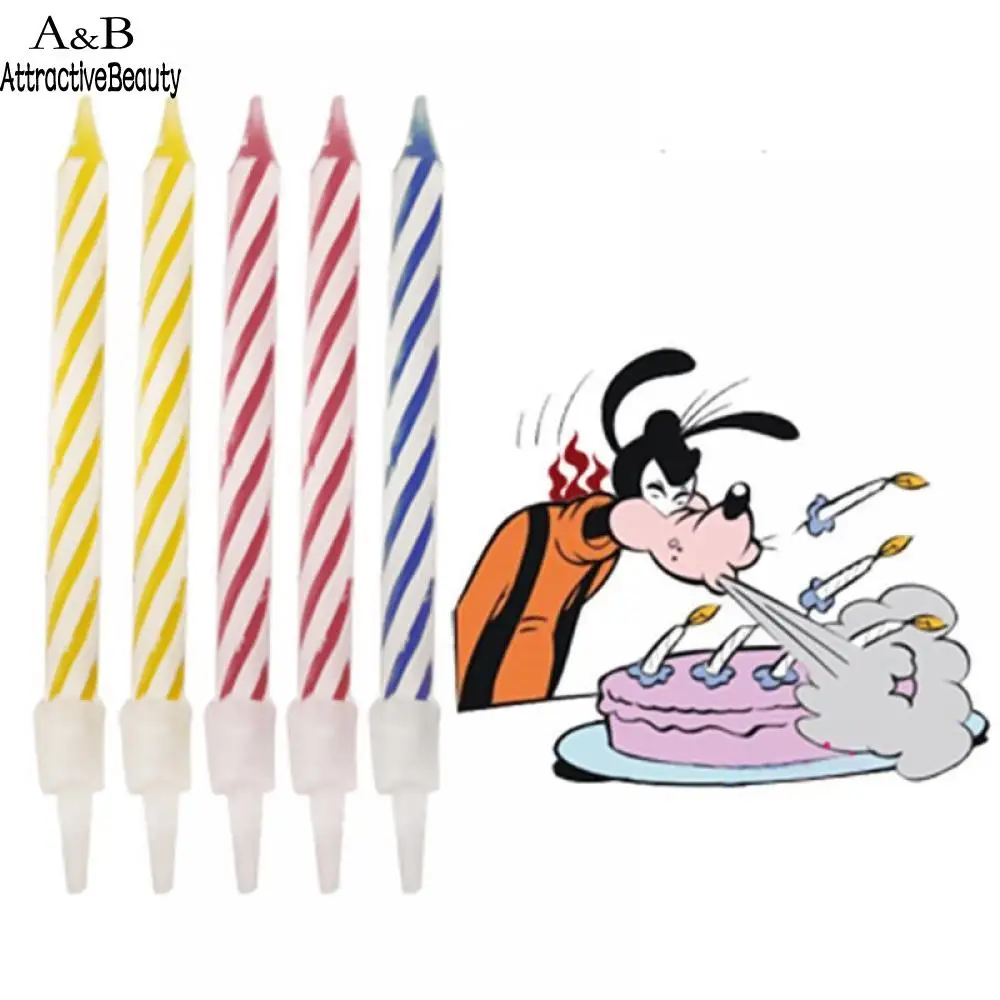 10 шт. свечи для торта, волшебные, снимающиеся, дующие, забавные, хитрые, на день рождения, Вечные принадлежности для праздников и вечеринок, шутка, декор тортов на день рождения