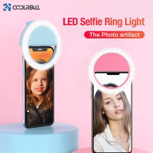 Coolreall led selfie 빛 iphoneiphone xr xs max를위한 휴대용 이동 전화 클립 램프 samsung s10 note9 led 반지 selfie led 반지(China)