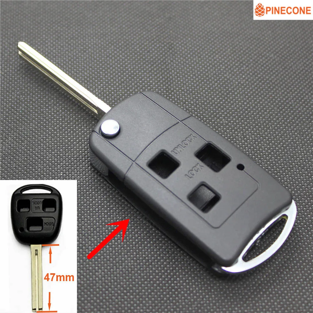 Чехол для ключей PINECONE LEXUS IS GS ES LS IS200 RX300 3 кнопки Uncut TOY40 Blade модифицированный пустой