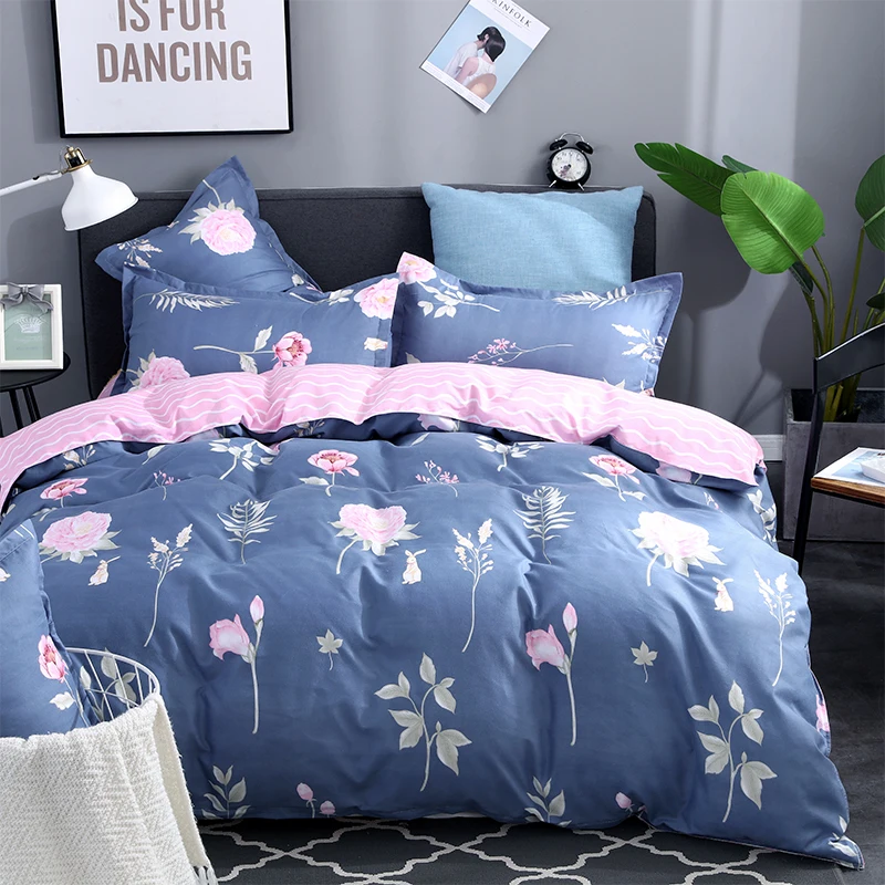 

Modern Blue Print Polyester 3/4 Pcs Bedding Sets Full King Queen Size Bed Sheet Duvet Cover Set Pillowcase Without Comforter