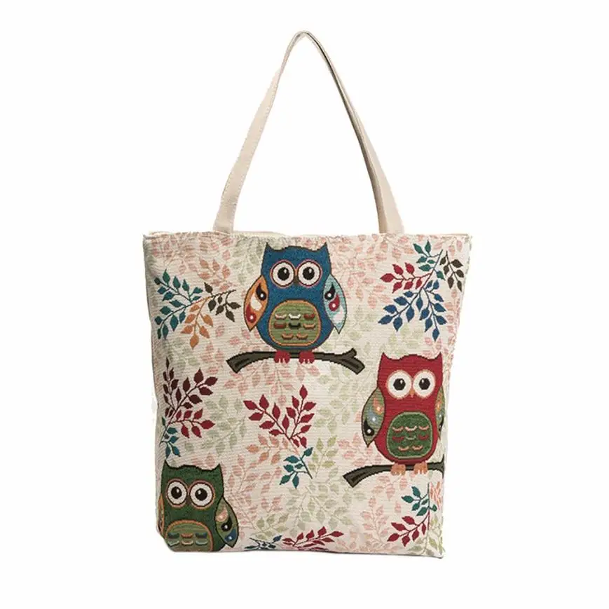 ISHOWTIENDA полотно с рисунком Совы Tote повседневные пляжные сумки женская сумка для