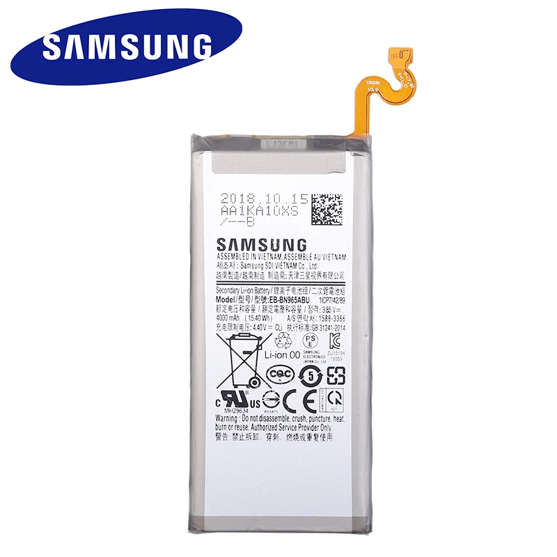 Samsung оригинальный сменный аккумулятор для Galaxy Note9 Note 9 N9600 SM EB BN965ABU 4000