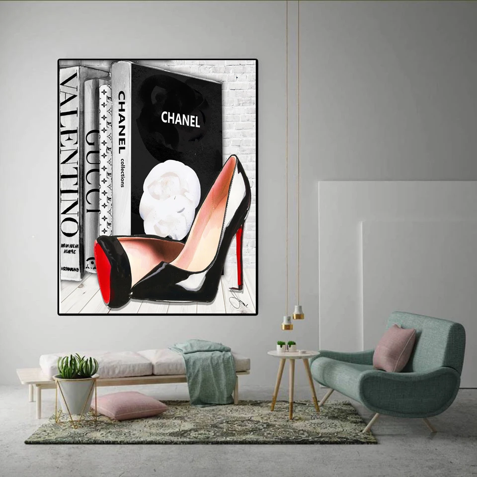 

Book High Heel Pop Fashion Wall Art Canvas Painting Nordic Posters And Prints Wall Picture For Living Room Home Salon Wall Decor