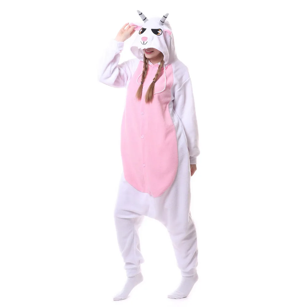 Кигуруми комбинезон для взрослых унисекс Коза onesies пижамы флис белые пижамы Овцы костюмы животных для косплея мультфильм пижамы